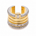 Ear cuff triple pavé rectangle sans piercing