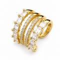 Ear cuff triple rang pavé rectangle doré sans piercing