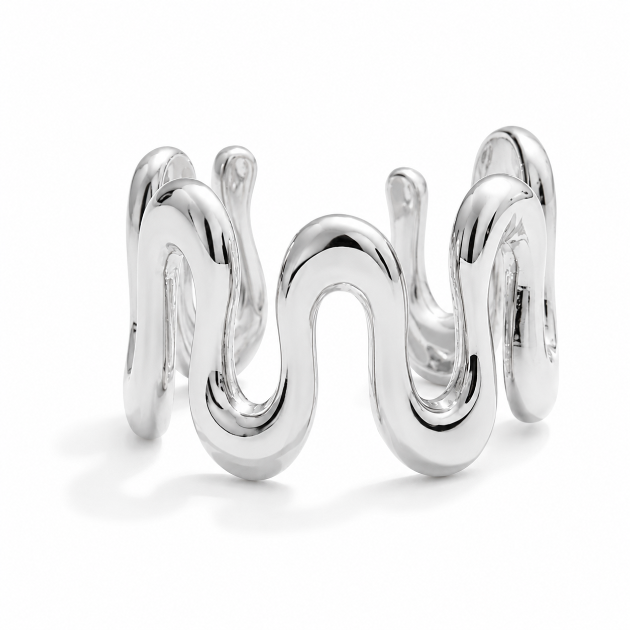 Ear cuff vague ondulée argenté sans piercing