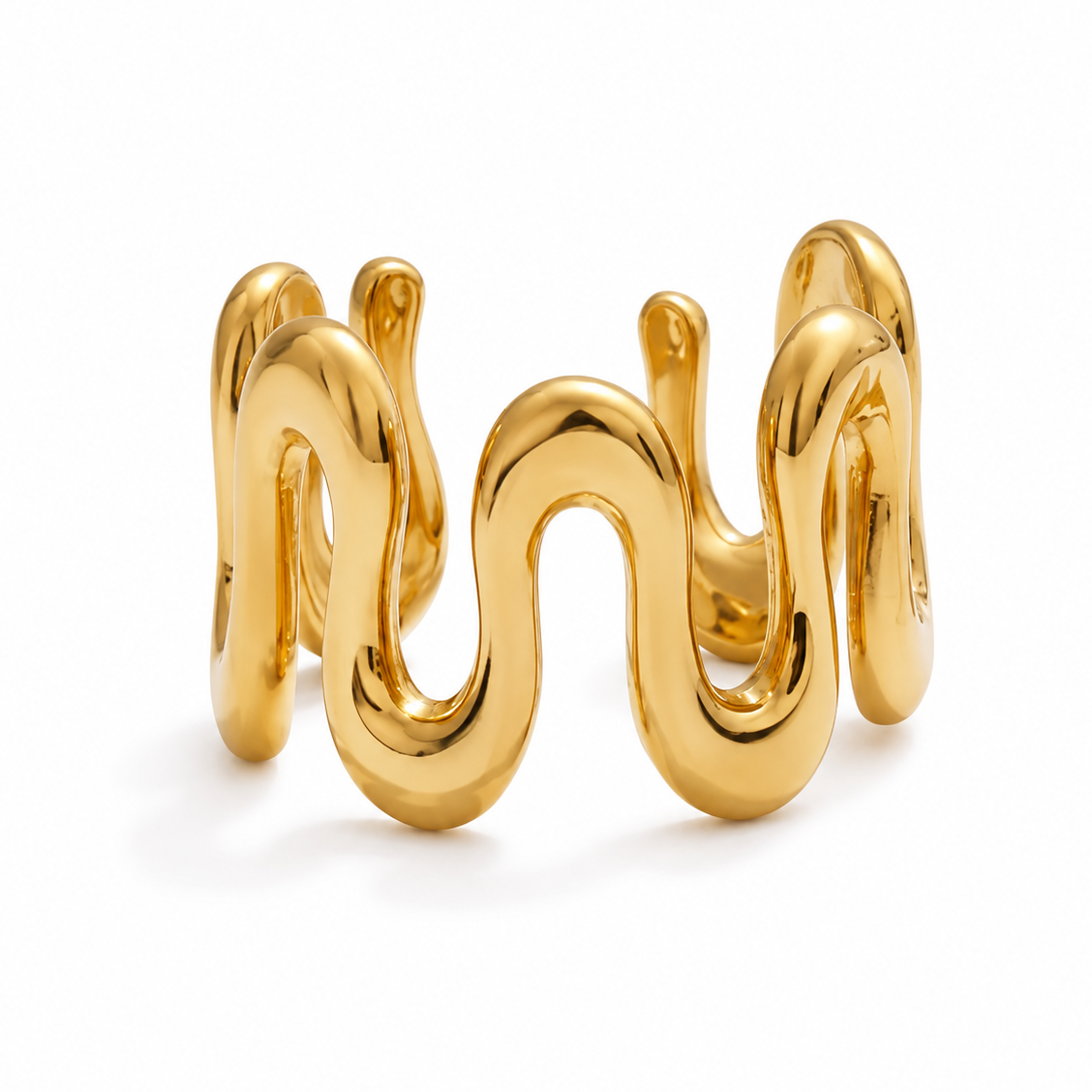 Ear cuff vague ondulée doré sans piercing