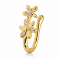 Faux piercing nez double fleur à strass sans piercing