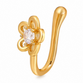Faux piercing nez fleur à strass central doré sans piercing