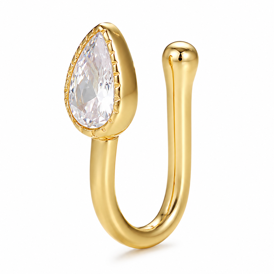 Faux piercing nez strass goutte sans piercing