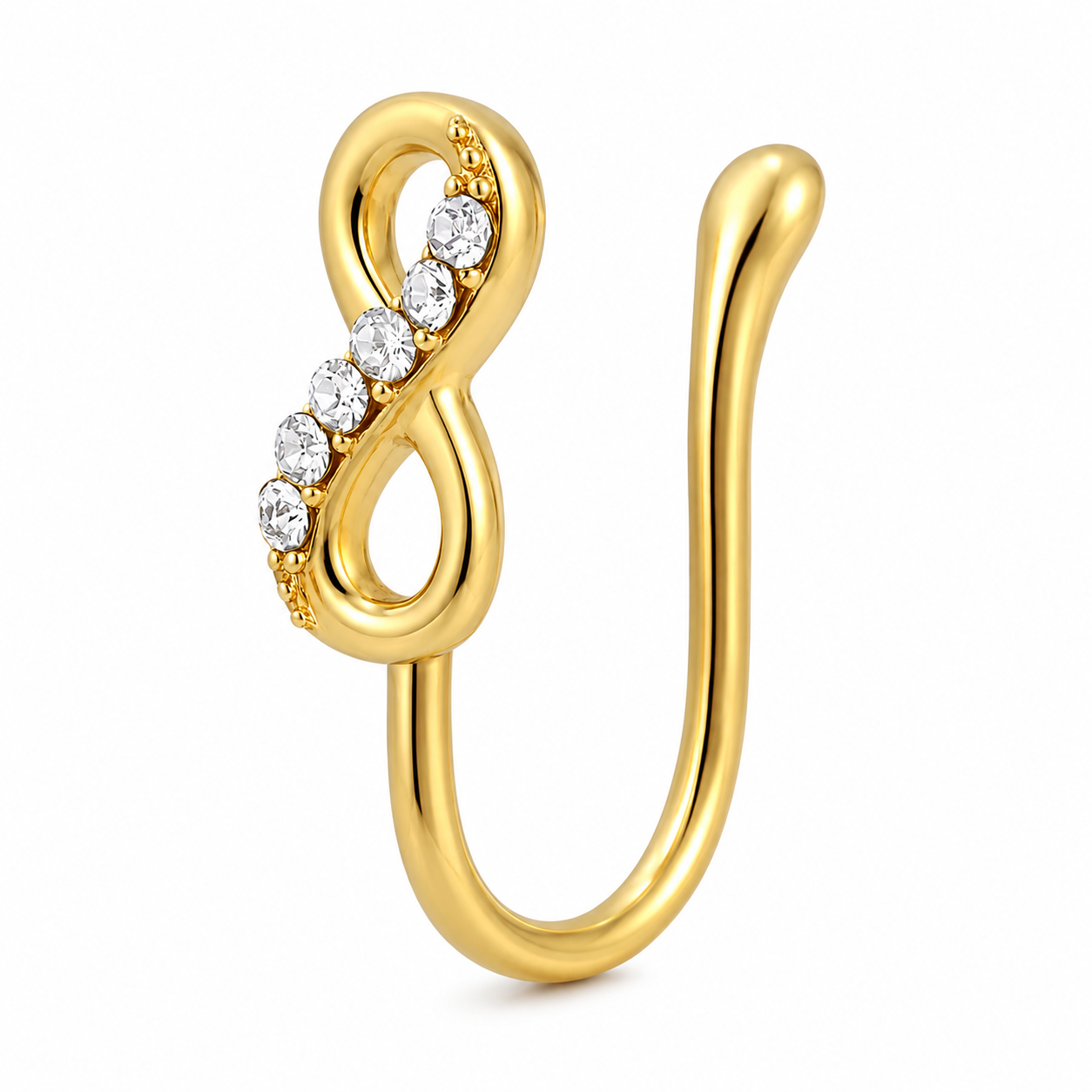 Faux piercing nez infini à strass doré sans piercing