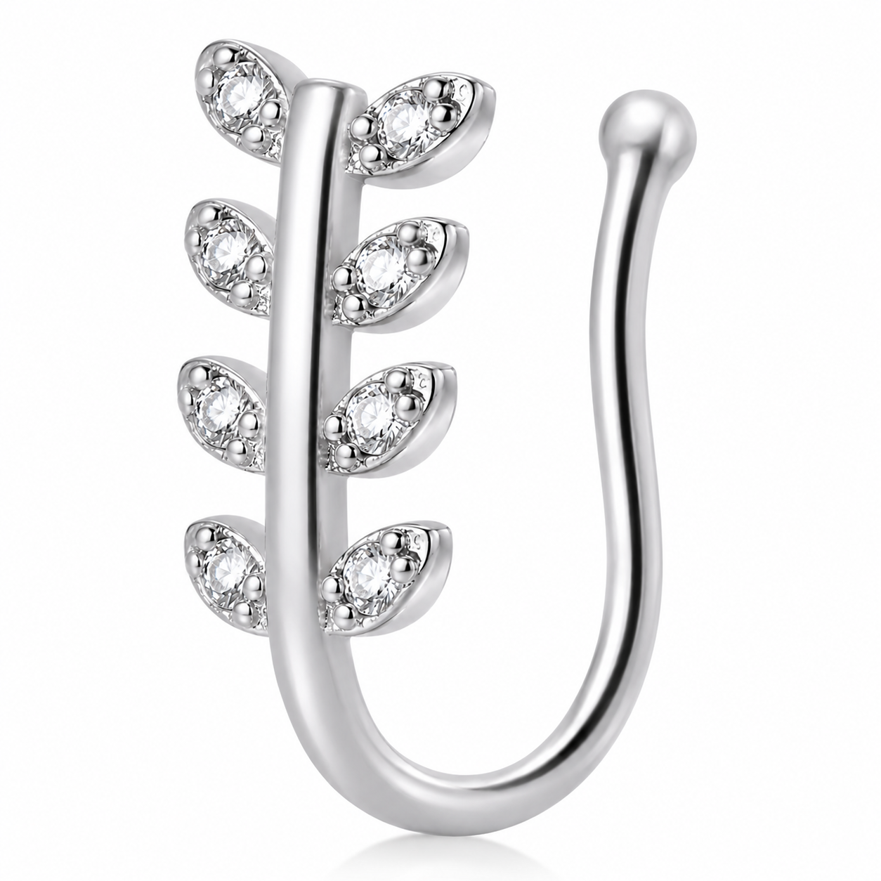 Faux piercing nez branche à strass argenté sans piercing