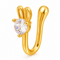 Faux piercing nez lapin à strass doré sans piercing