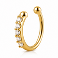 Faux piercing nez à rangée de strass doré sans piercing