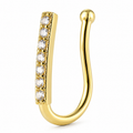 Faux piercing nez barre à strass doré sans piercing