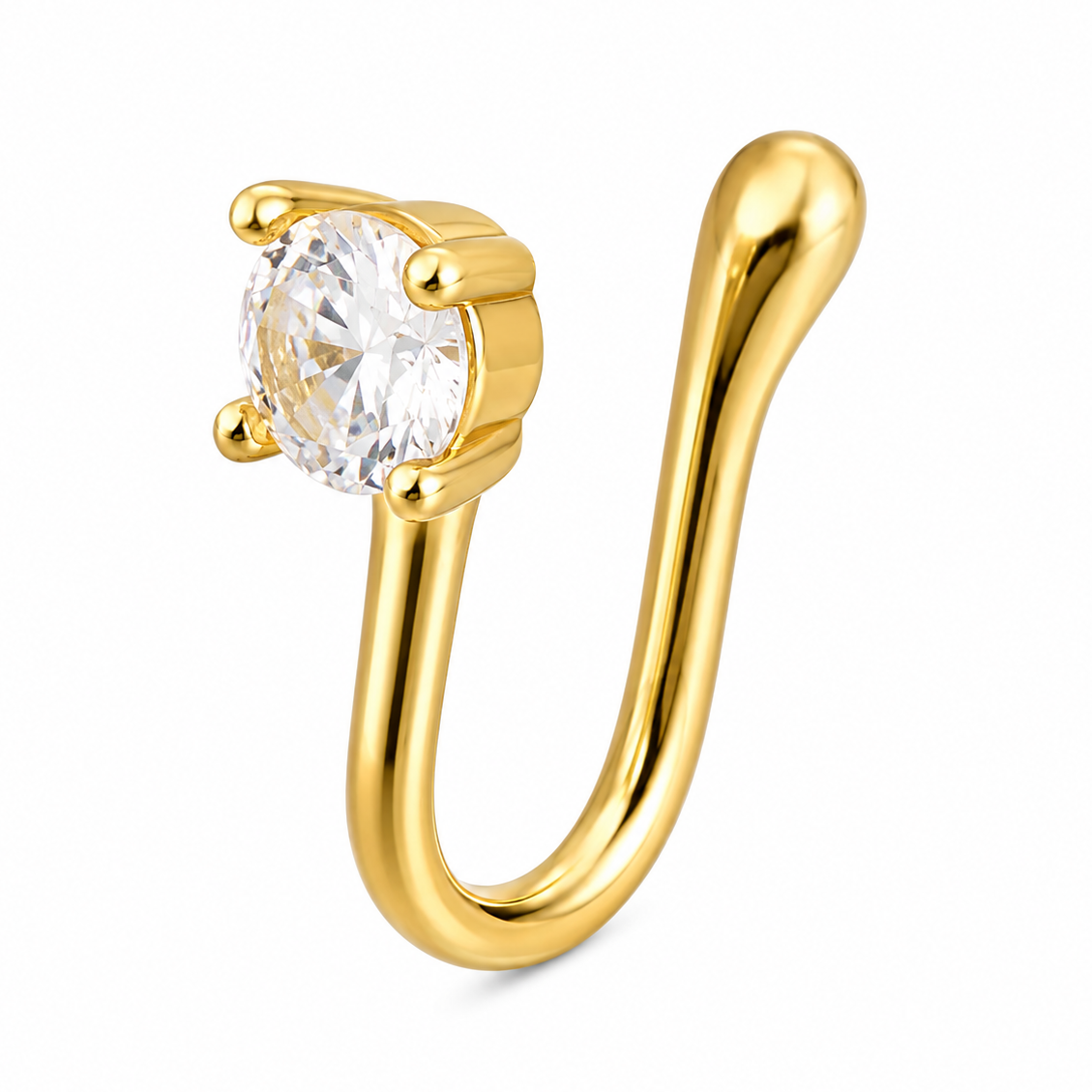 Faux piercing nez strass solitaire doré sans piercing