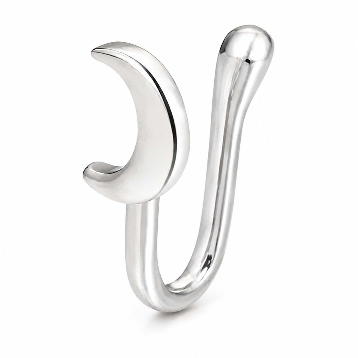 Faux piercing nez croissant de lune argenté sans piercing