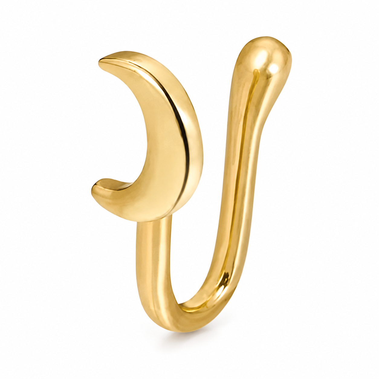 Faux piercing nez croissant de lune doré sans piercing