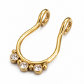 Faux piercing nez à trois strass doré sans piercing