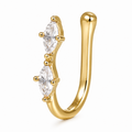 Faux piercing nez à deux strass navette sans piercing