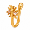 Faux piercing nez abeille à strass doré sans piercing