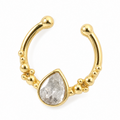 Faux piercing nez goutte à strass doré sans piercing