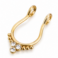 Faux piercing nez à trois strass doré sans piercing