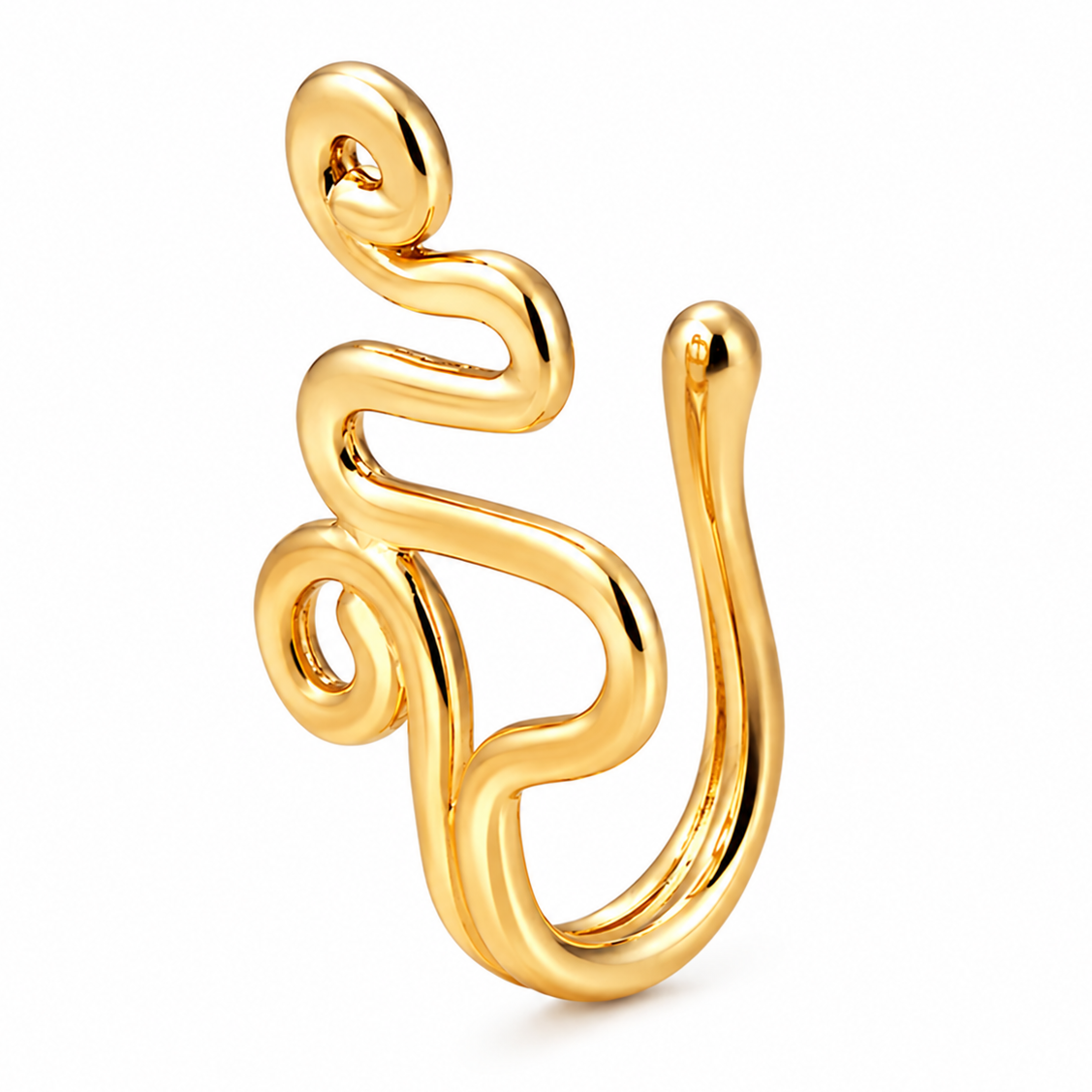 Faux piercing nez arabesque ondulée doré sans piercing