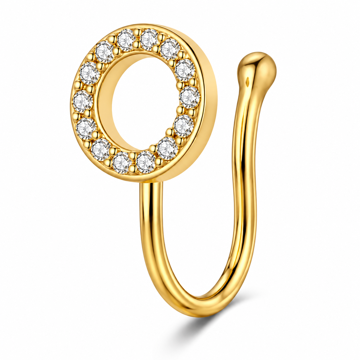 Faux piercing nez cercle à strass doré sans piercing