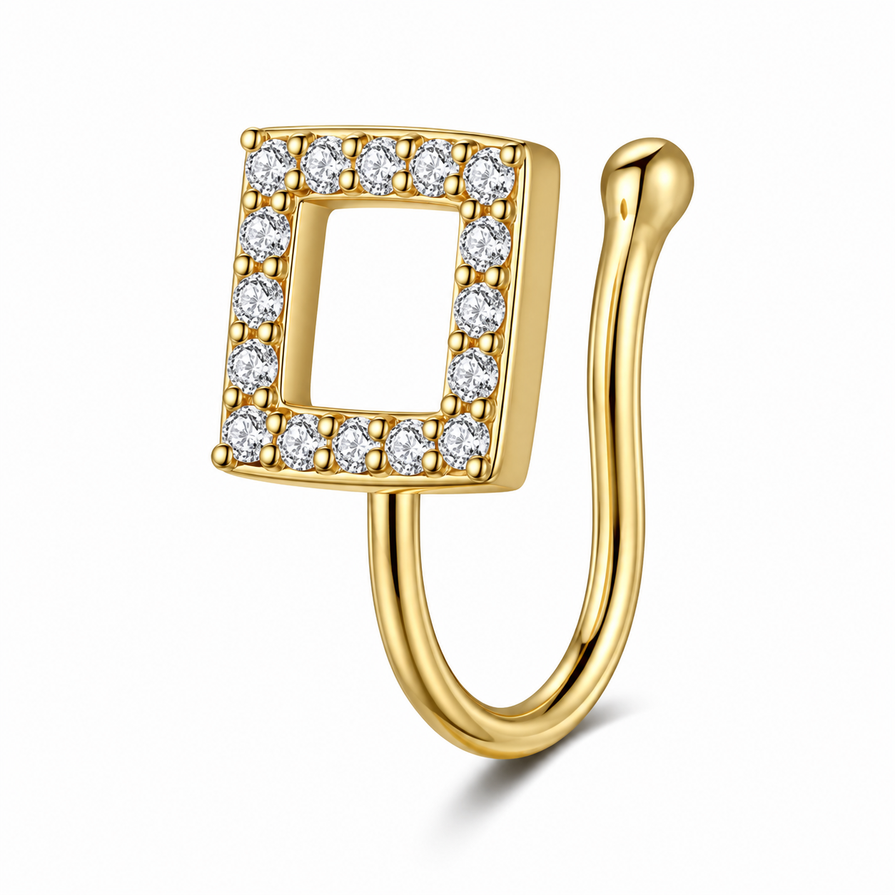 Faux piercing nez carré à strass doré sans piercing