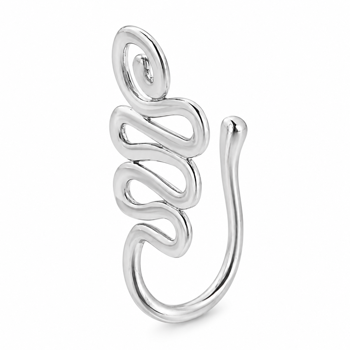 Faux piercing nez serpent minimaliste argenté sans piercing