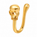 Faux piercing nez tête de mort doré sans piercing