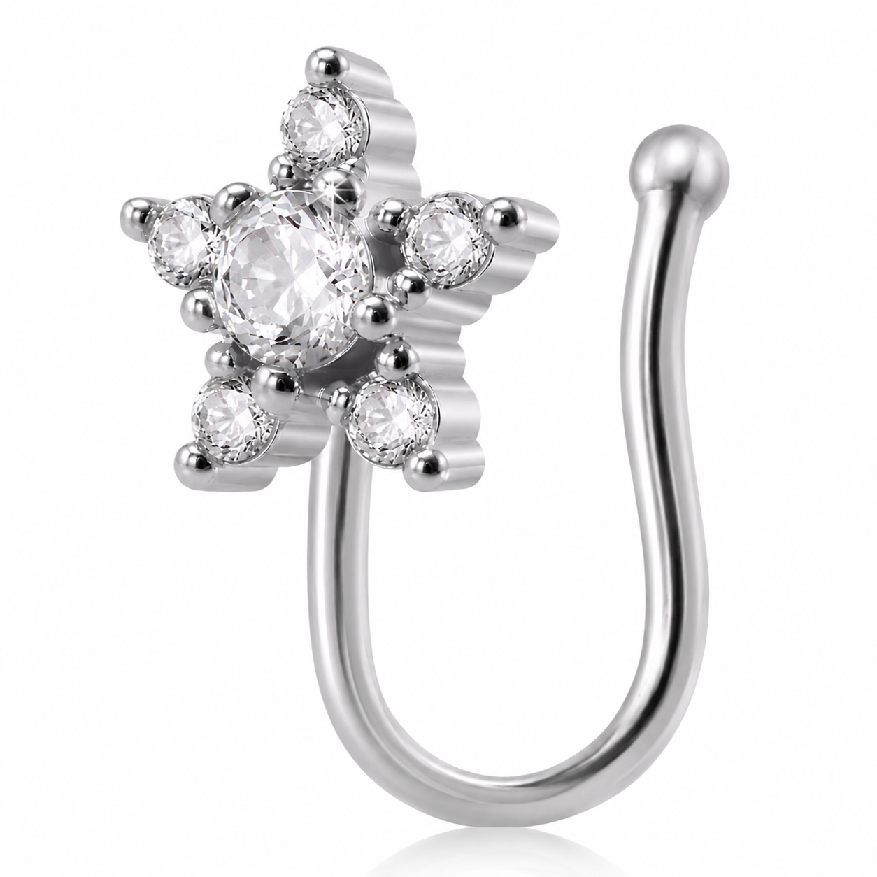 Faux piercing nez étoile à strass argenté sans piercing