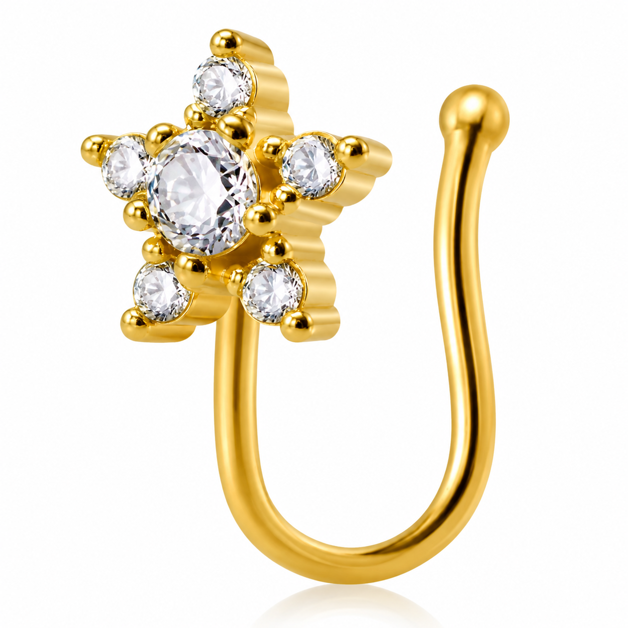 Faux piercing nez étoile à strass doré sans piercing