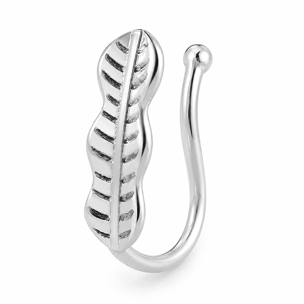 Faux piercing nez feuille ajourée argenté sans piercing