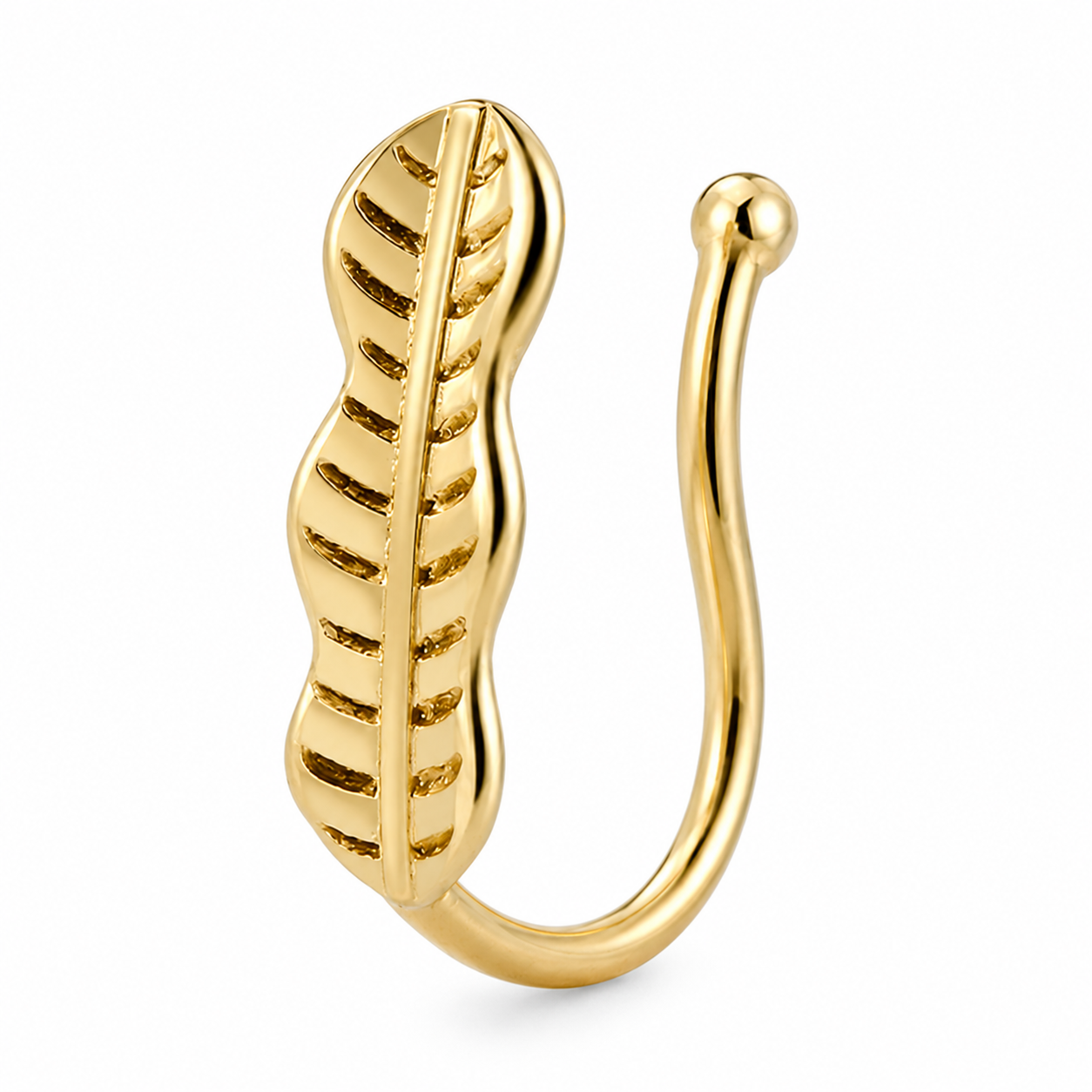 Faux piercing nez feuille ajourée doré sans piercing