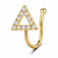 Faux piercing nez triangle à strass doré sans piercing