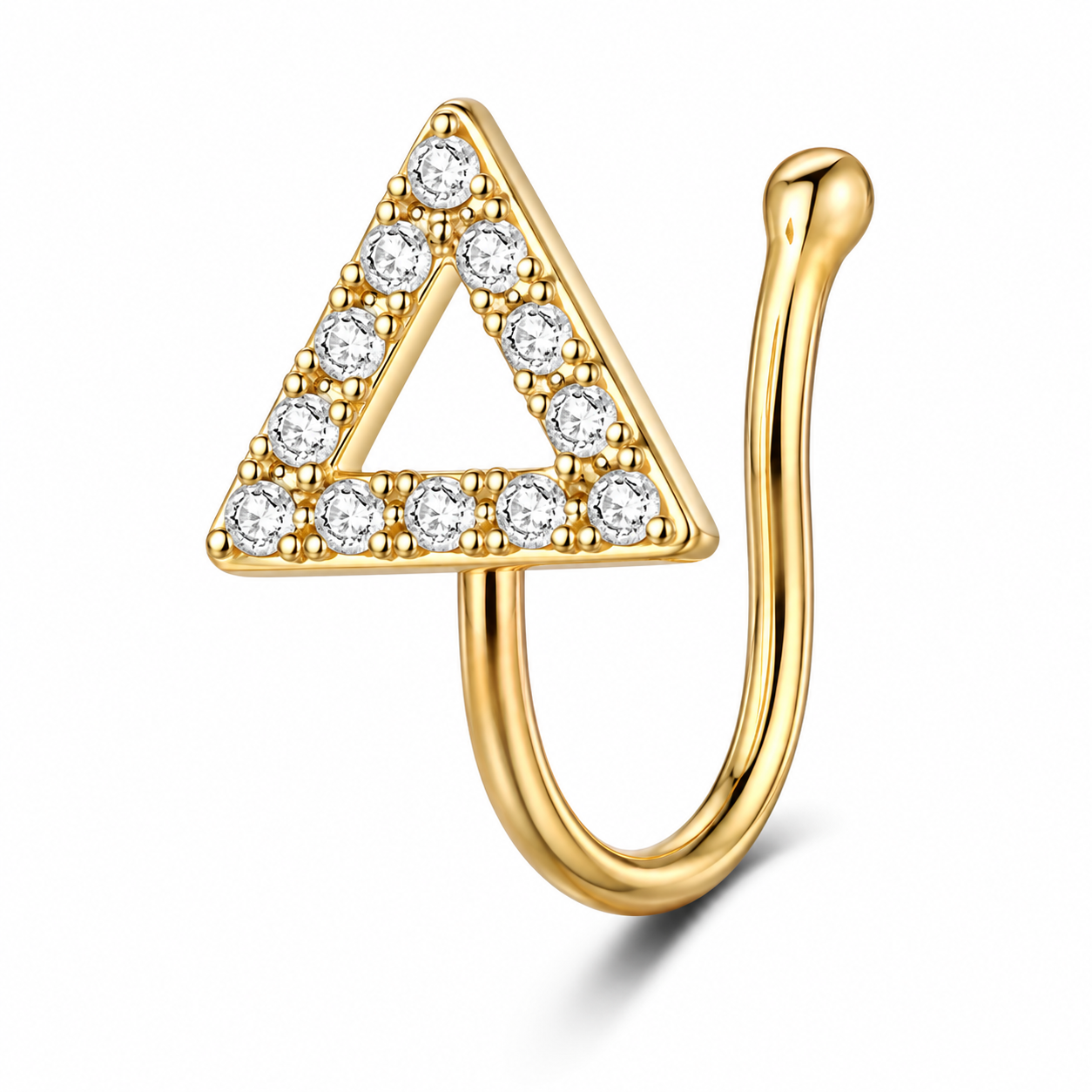 Faux piercing nez triangle à strass doré sans piercing