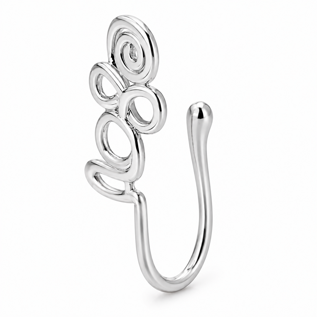 Faux piercing nez spirale ajourée argenté sans piercing